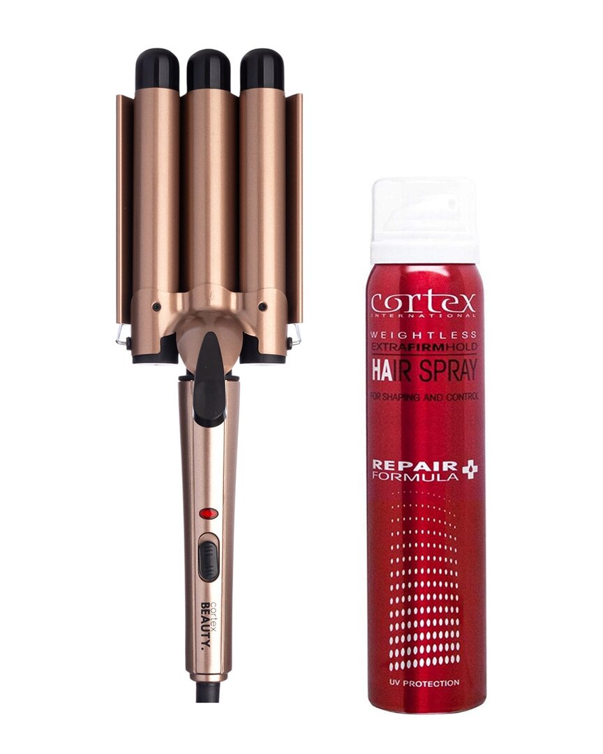 Cortex Beauty Cortex Treblemaker 3-barrel Waver & Hairspray Set In Gold