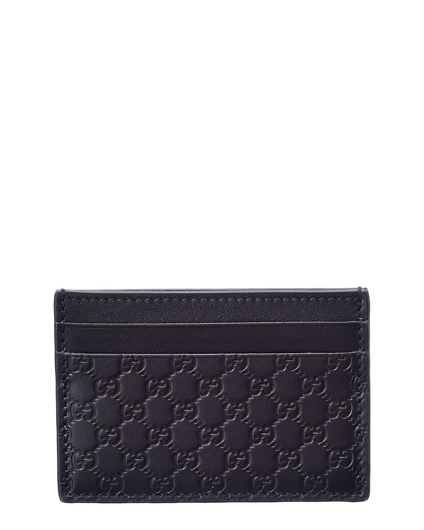 Shop Gucci Gg Leather Card Holder In Black