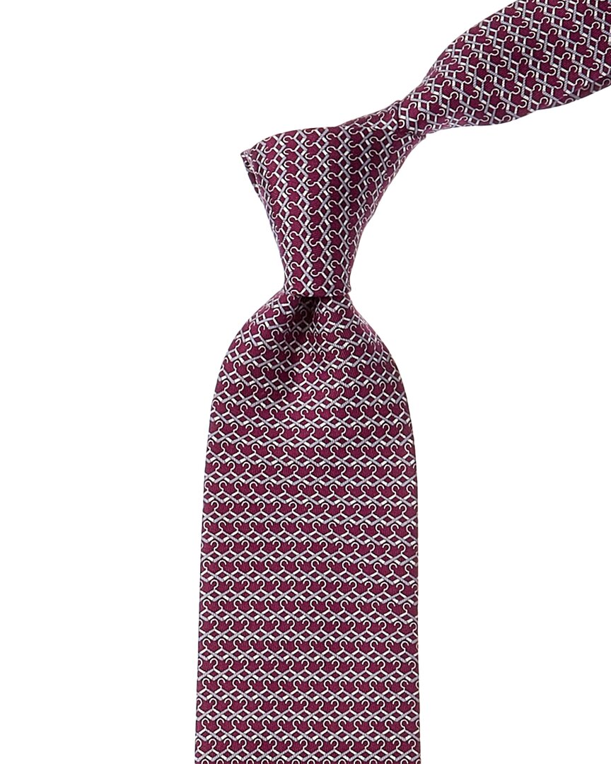 Shop Ferragamo Purple Hangers Silk Tie