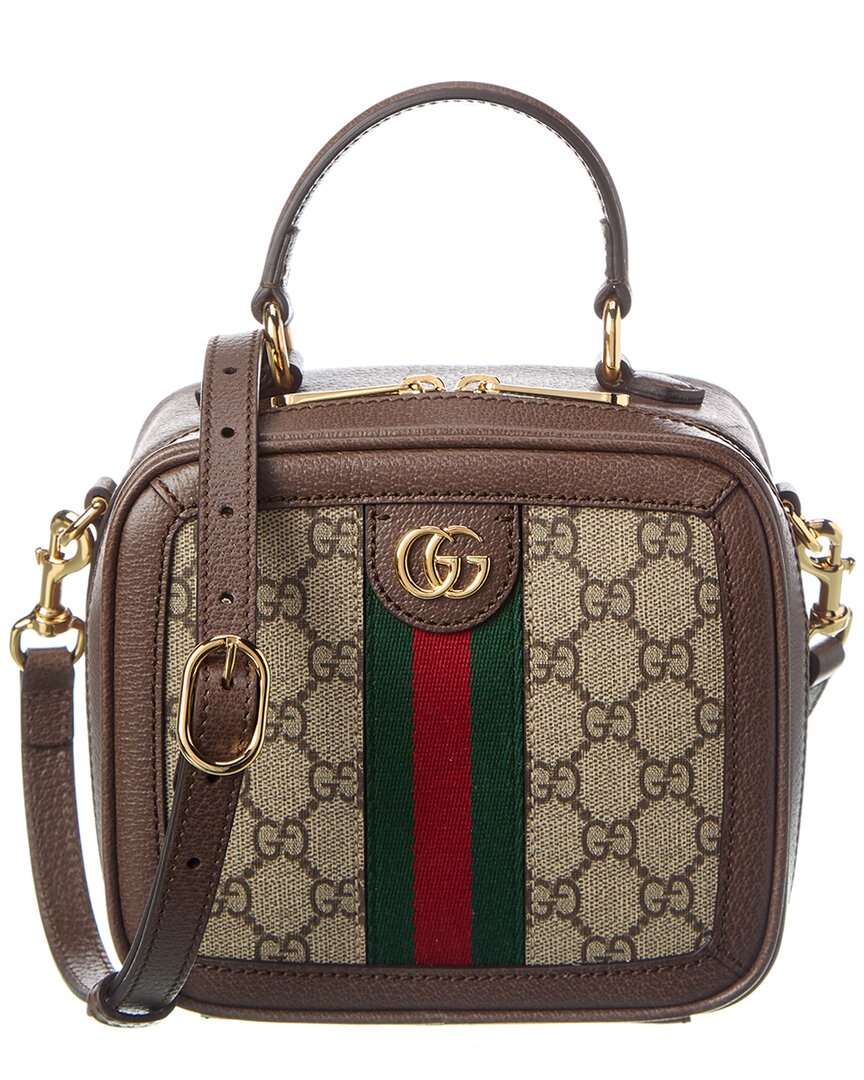Gucci Mini Ophidia Gg Canvas Top Handle Bag In Brown