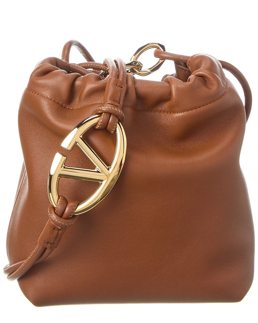 Valentino Garavani Valentino Vlogo Mini Leather Bucket Bag In Brown