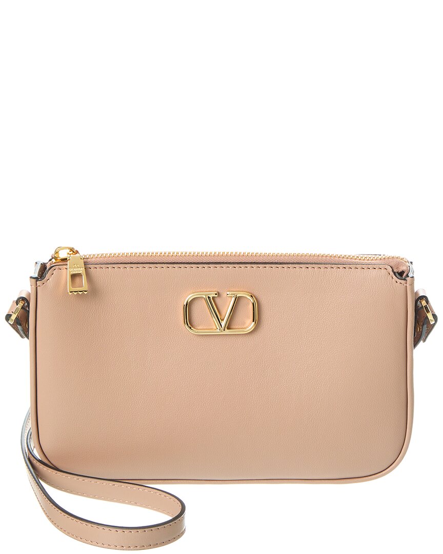 Shop Valentino Vlogo Signature Mini Leather Crossbody In Pink