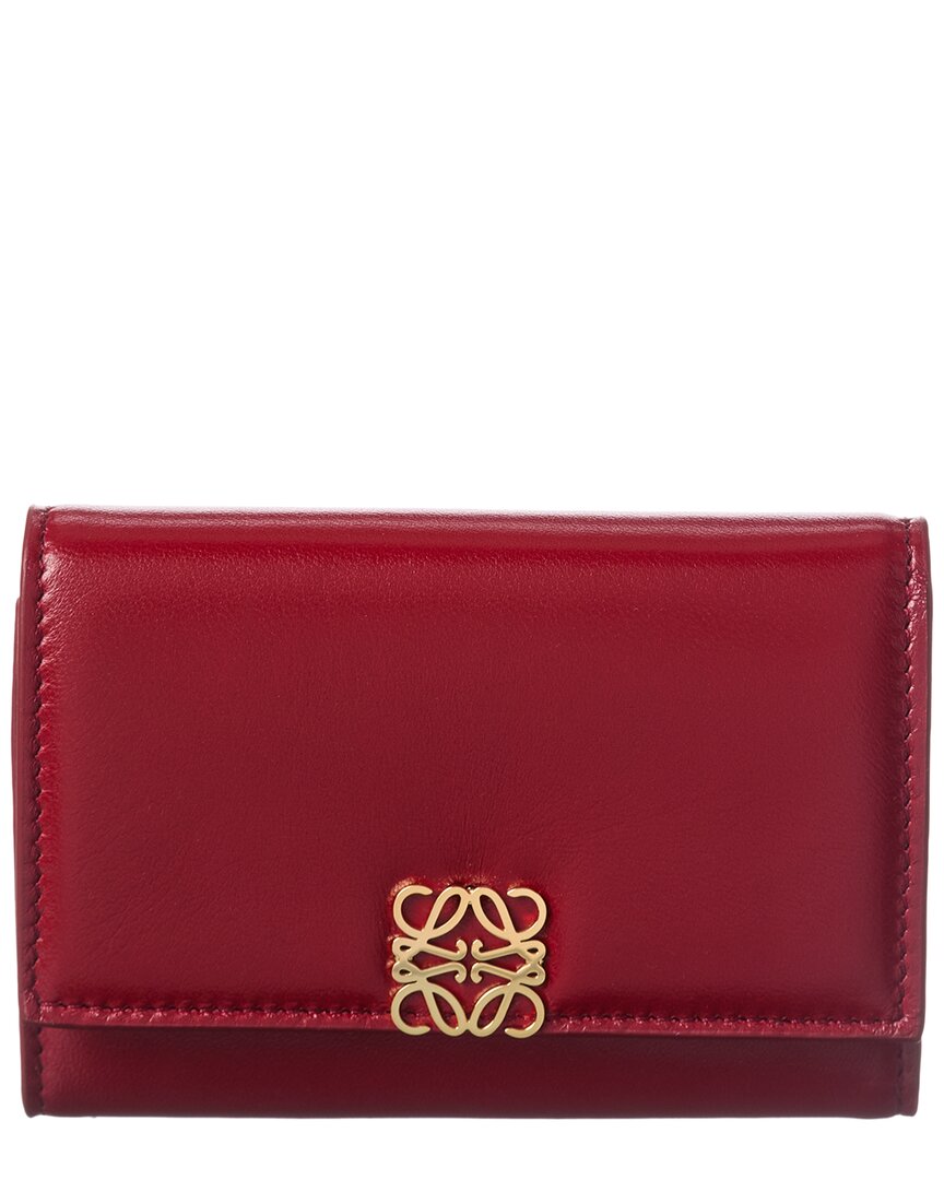 Loewe Puffer Anagram Small Leather Vertical Wallet In Burgundy