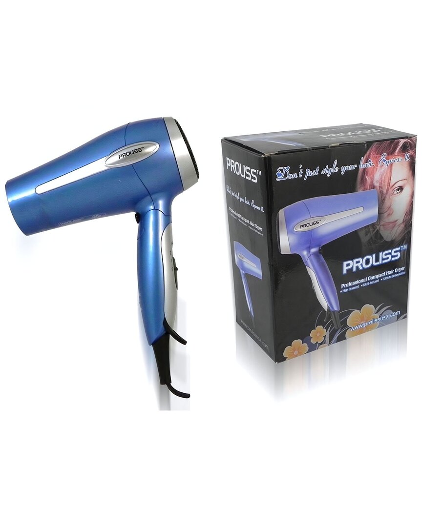 Proliss Unisex Foldable Travel-perfect Turbo Velocity Compact Hair Dryer In White