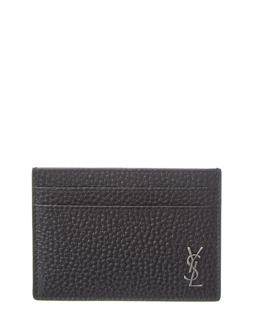 Saint Laurent Tiny Monogram Leather Card Case In Black