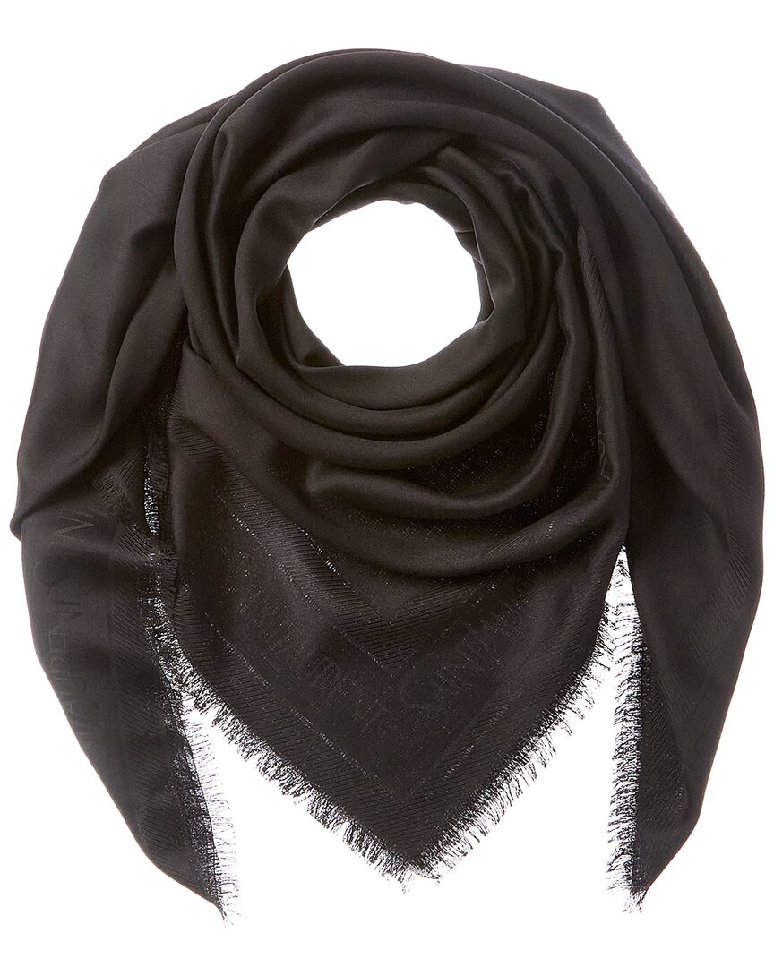 Saint Laurent Large Square Wool & Silk-blend Scarf In Black