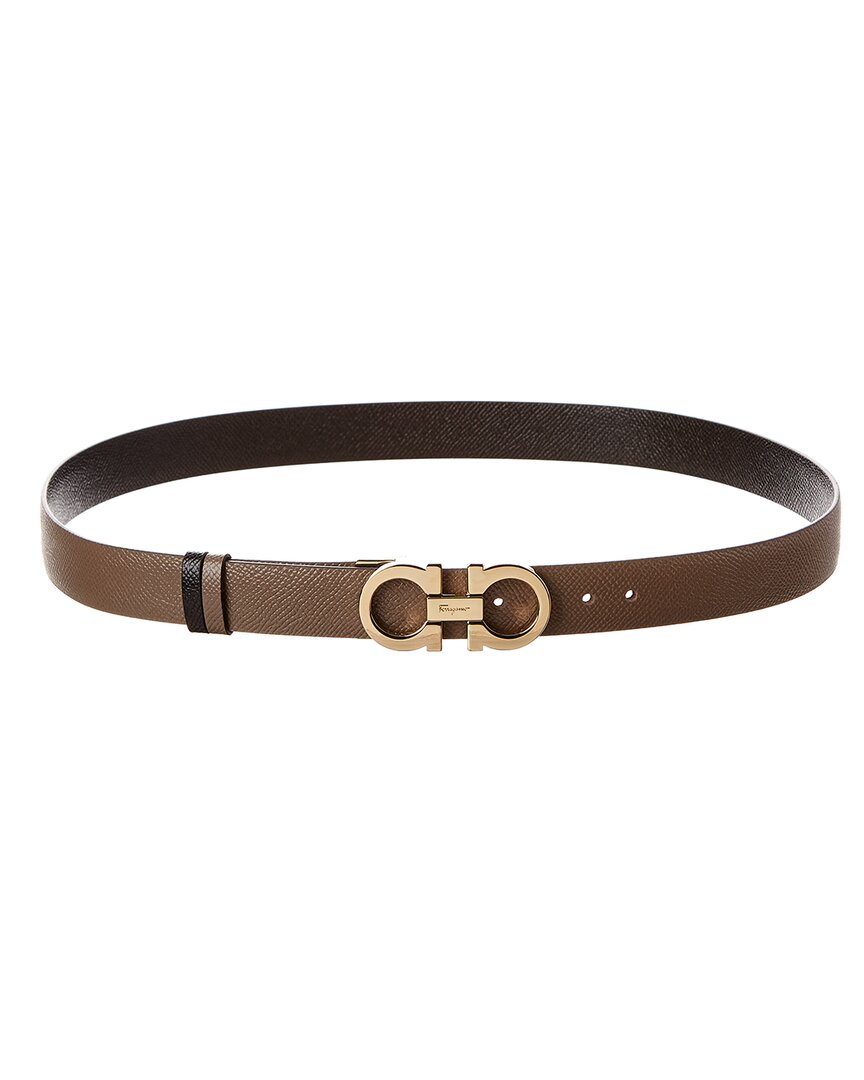 Ferragamo Salvatore Gancini Reversible & Adjustable Leather Belt In Brown