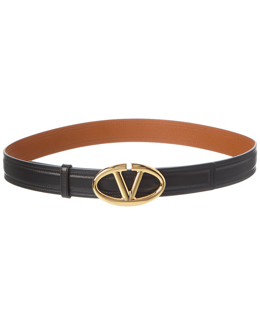 Shop Valentino Vlogo Moon 30mm Leather Belt In Black