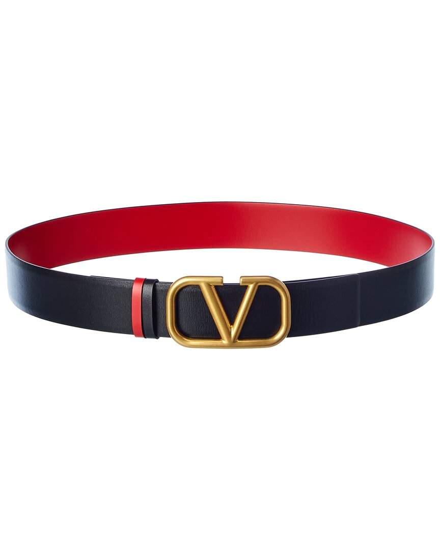 Valentino Vlogo 40mm Reversible Leather Belt In Black