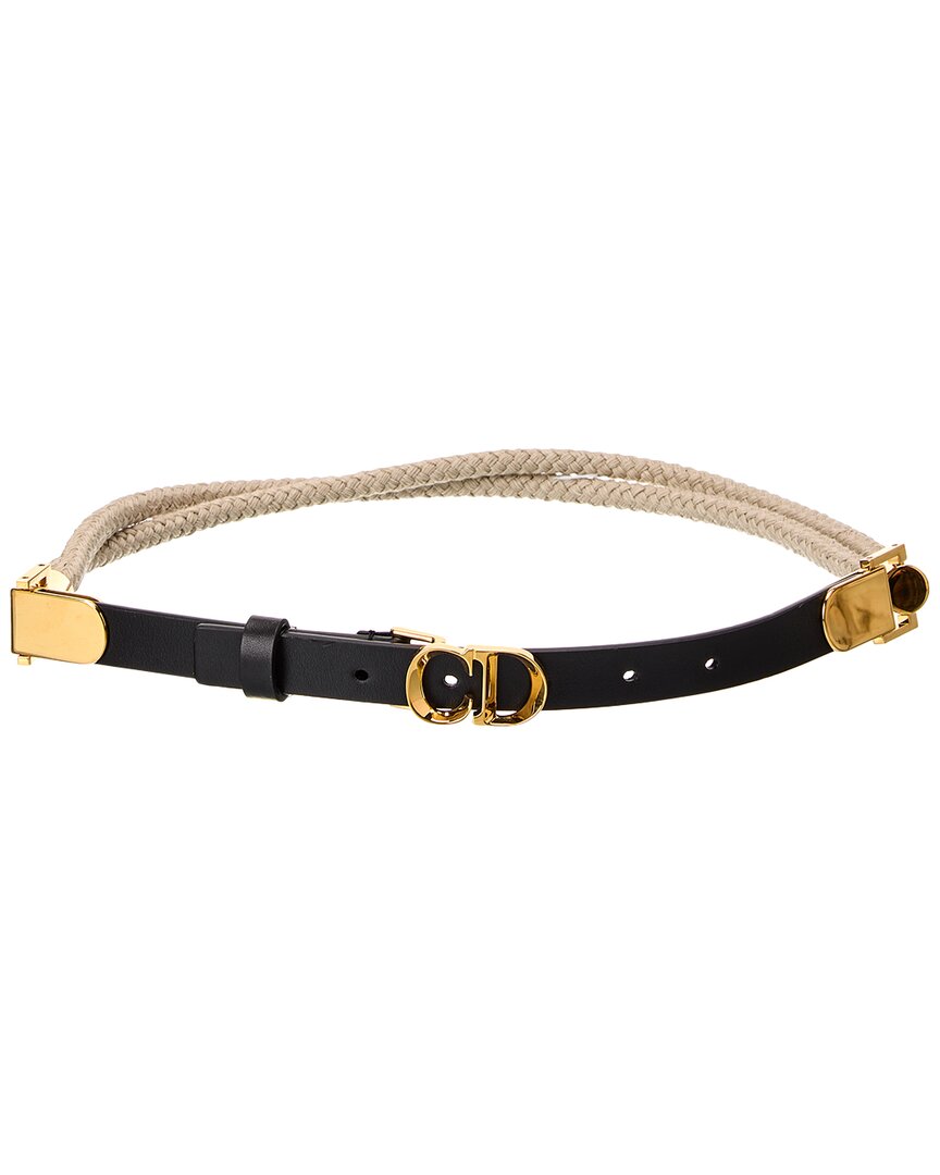 Dior C'est Rope & Leather Belt In Black
