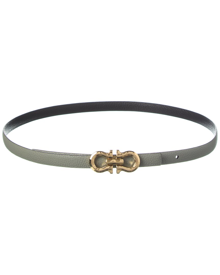 Ferragamo Gancini Reversible & Adjustable Leather Belt In Grey