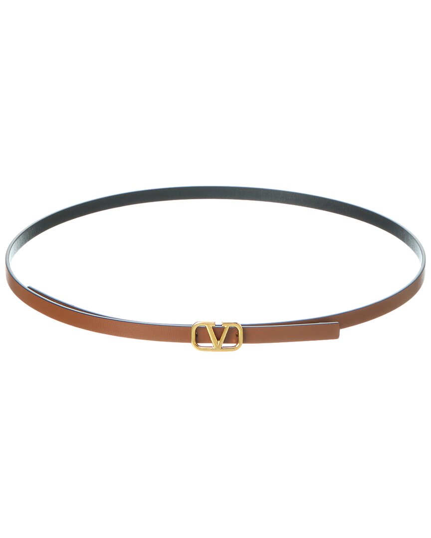 Valentino Garavani Valentino Vlogo Reversible Leather Belt In Brown