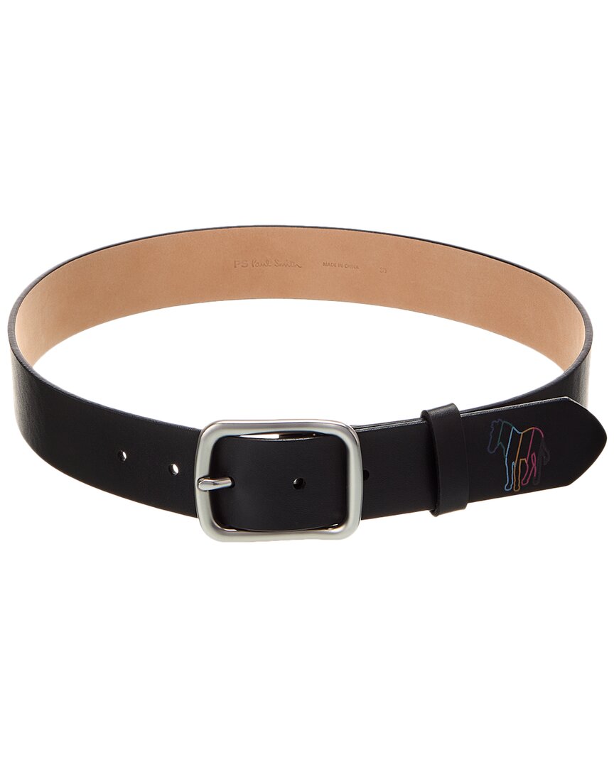Ps By Paul Smith Ps Paul Smith Outline Zebra Leather Belt In Black