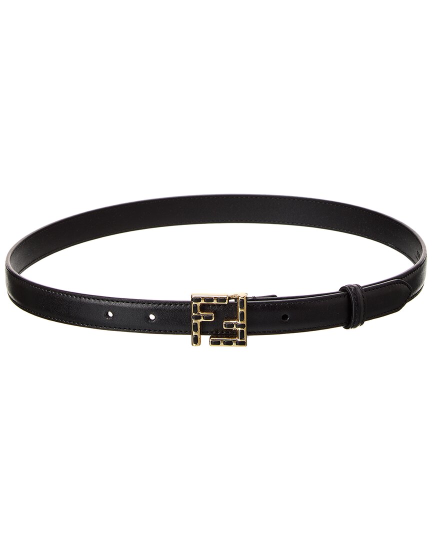 Fendi Ff Logo Leather Belt In Black