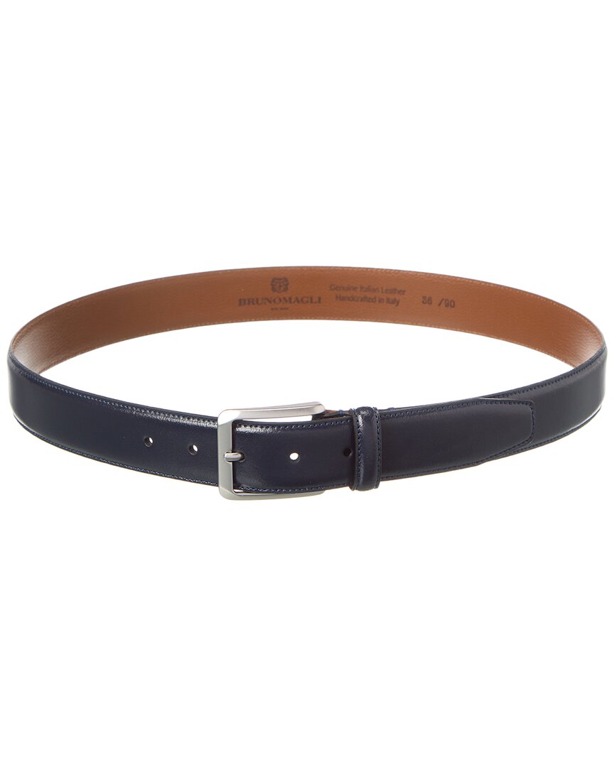 Bruno Magli Dante Leather Belt In Blue