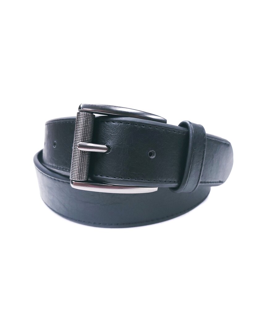 Savile Row Stunning Casual Beveled Edge Leather Belt In Black