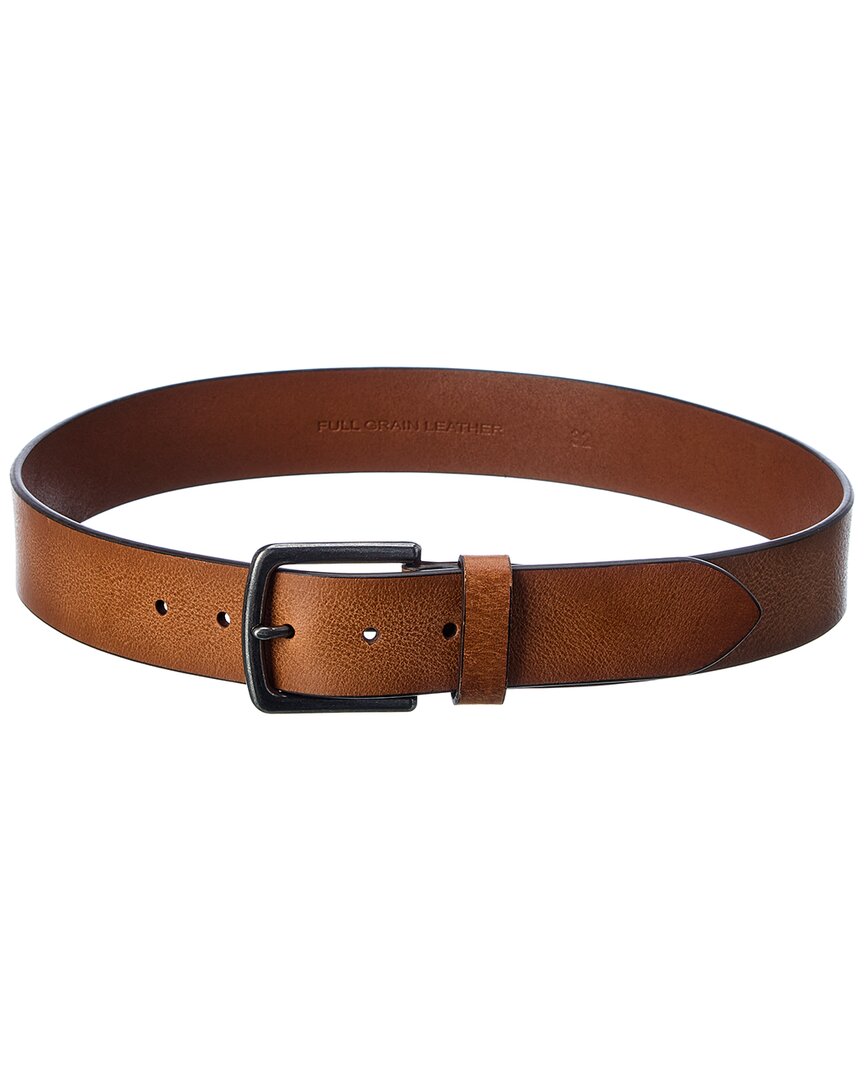 Hart Schaffner & Marx Heavyweight Characteristic Leather Belt In Brown