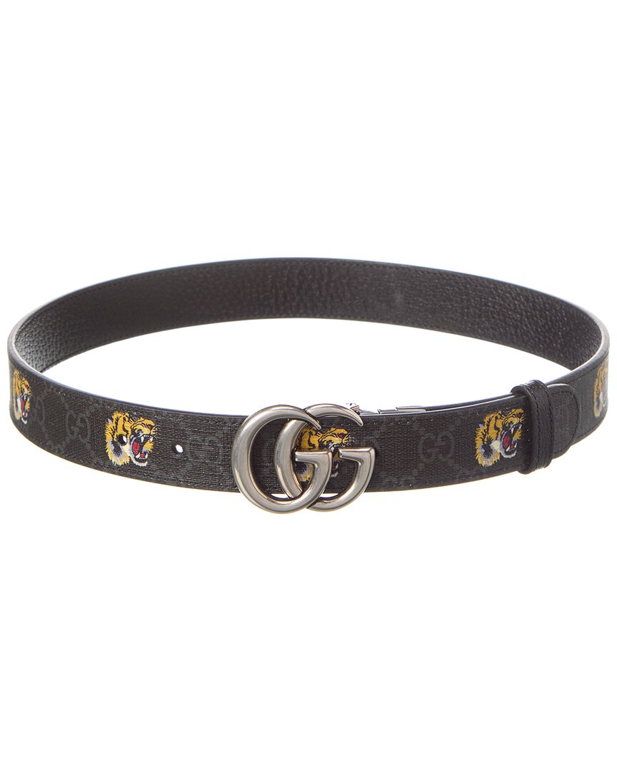 Gucci Reversible Gg Supreme Canvas & Leather Belt In Black