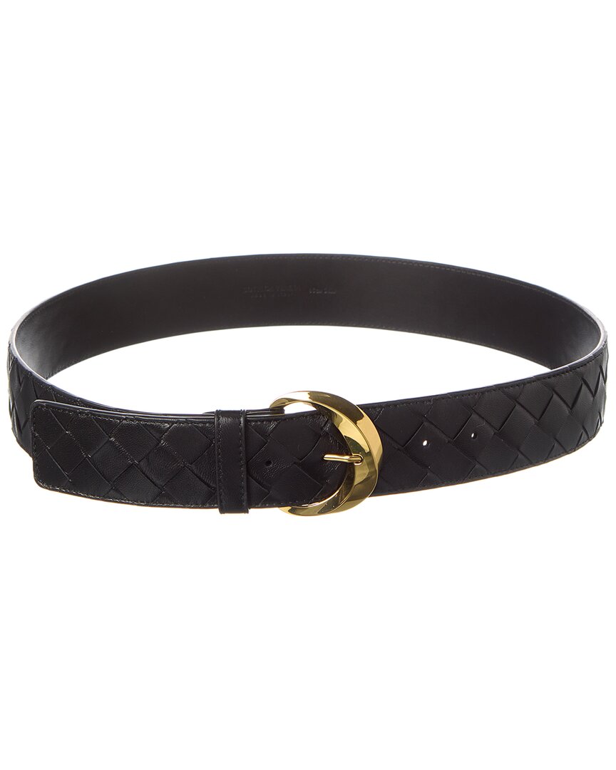 Shop Bottega Veneta Essential Twist Intrecciato Leather Belt In Black