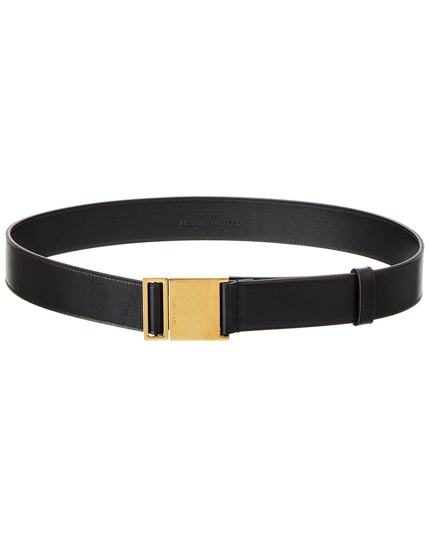 Saint Laurent Magnetic Leather Belt In Black