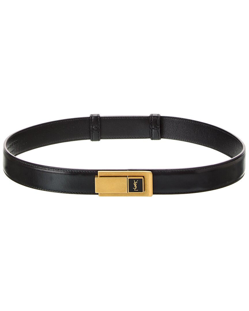 ベルト Saint Laurent Black belt with Charniere buckle Saint Laurent Charniere Buckle Belt in Smooth Leather | Saks