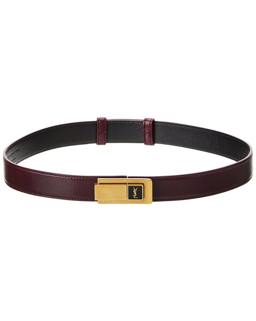 Saint Laurent Charniere Buckle Leather Belt In Brown