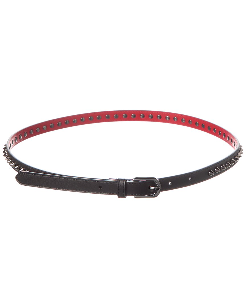 Christian Louboutin Cabata Paris Spike Skinny Belt In Calf Leather In Black