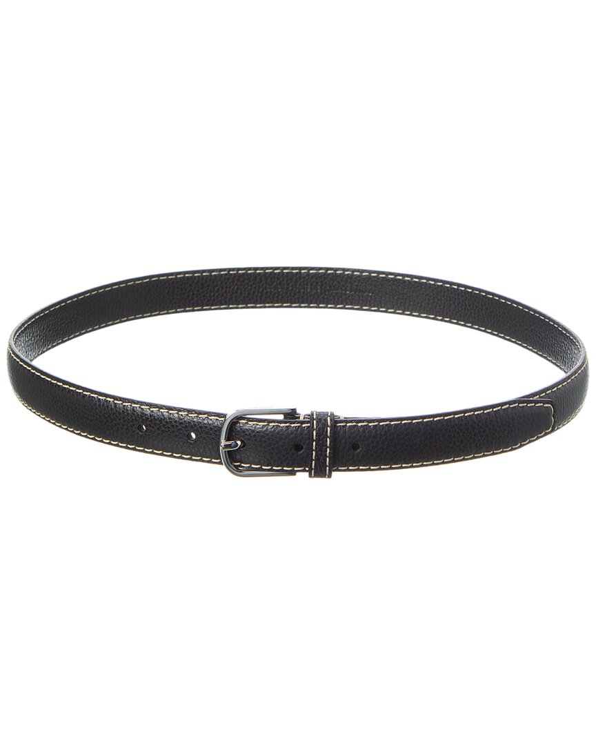 Toteme Silver/Black Stitch Detail Leather Belt