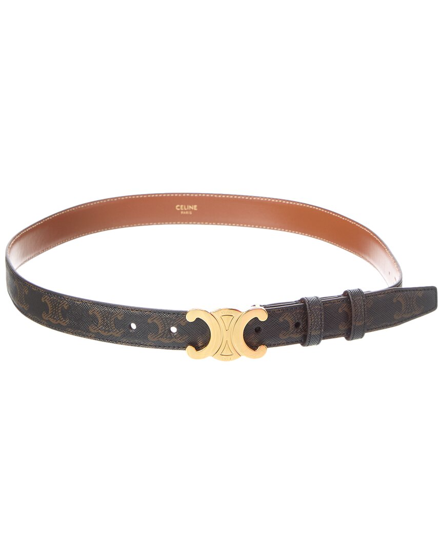 Celine Triomphe Coated Canvas Belt In Brown