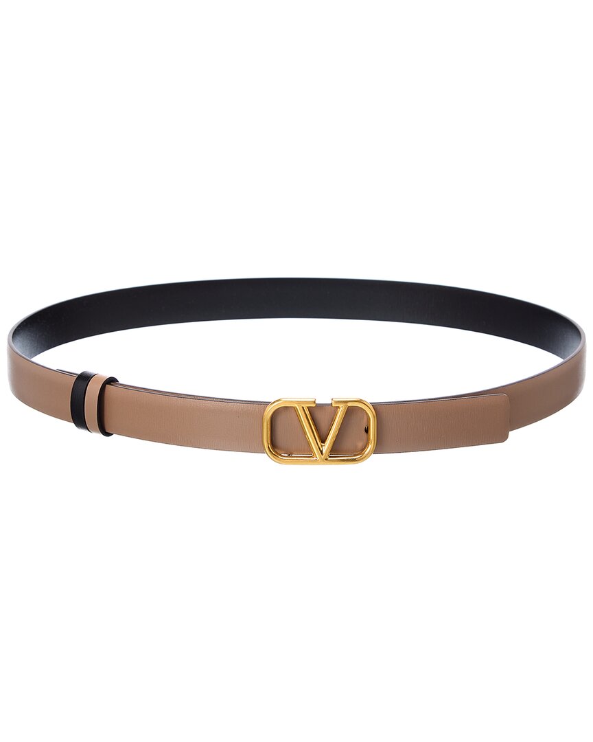 Valentino Garavani belt Beige gold Women Authentic secondhand Valentino Garavani V Logo Wide Leather Belt Reversible Cream  main image 2