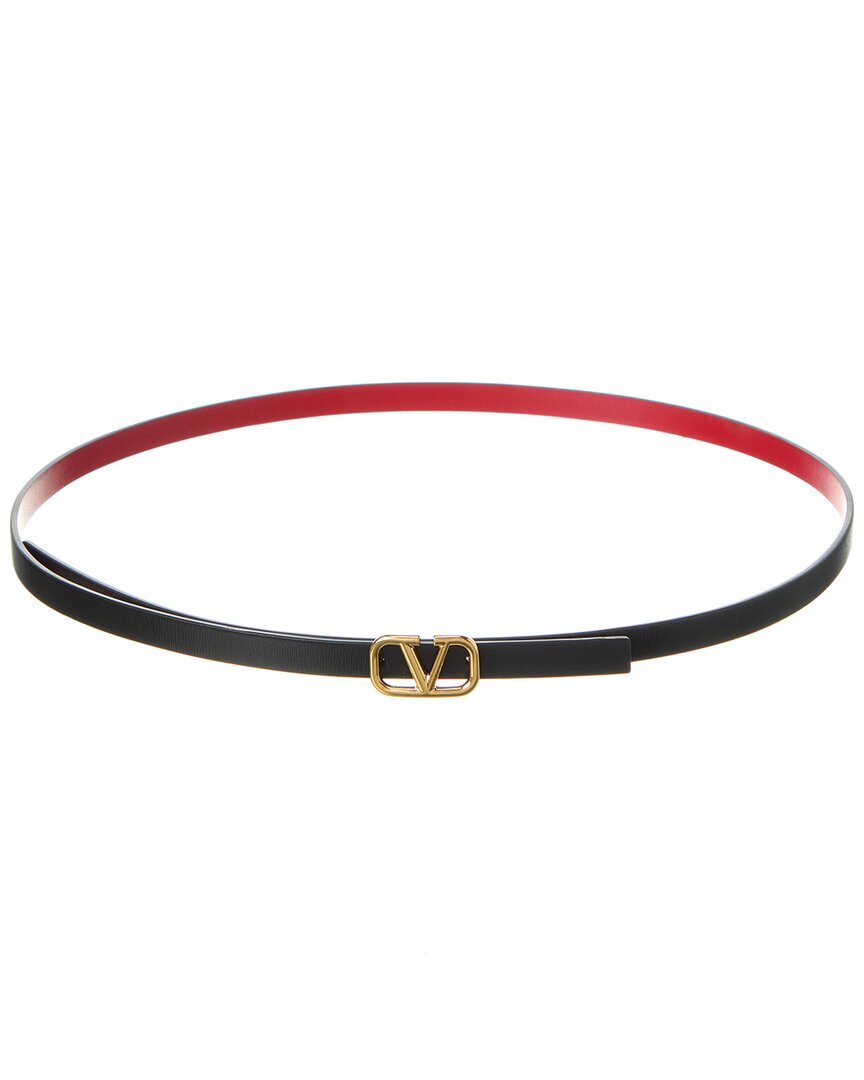 Valentino Vlogo 5mm Reversible Leather Belt In Black