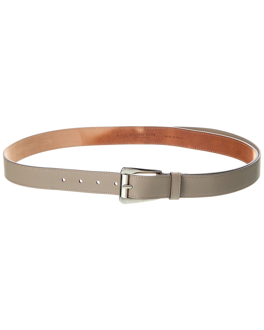 Michael Kors Collection Trapezoid Loop Leather Belt In Grey