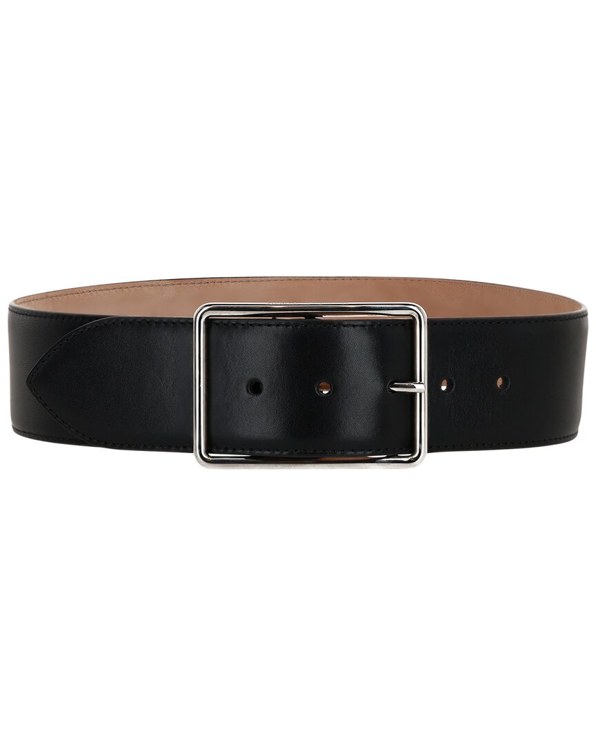 Alexander Mcqueen Wide Leather Belt In Black
