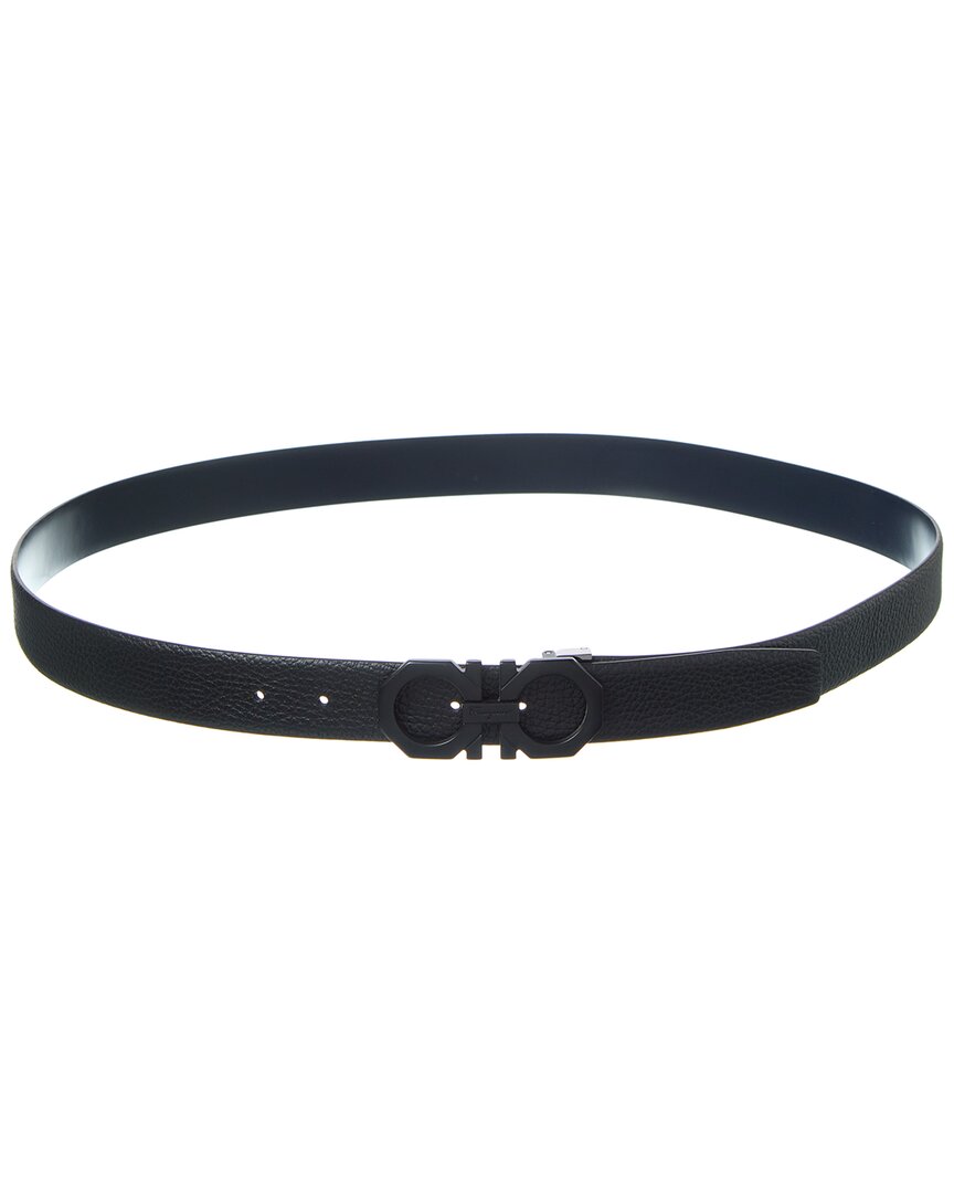 Ferragamo Gancini Reversible & Adjustable Leather Belt In Black
