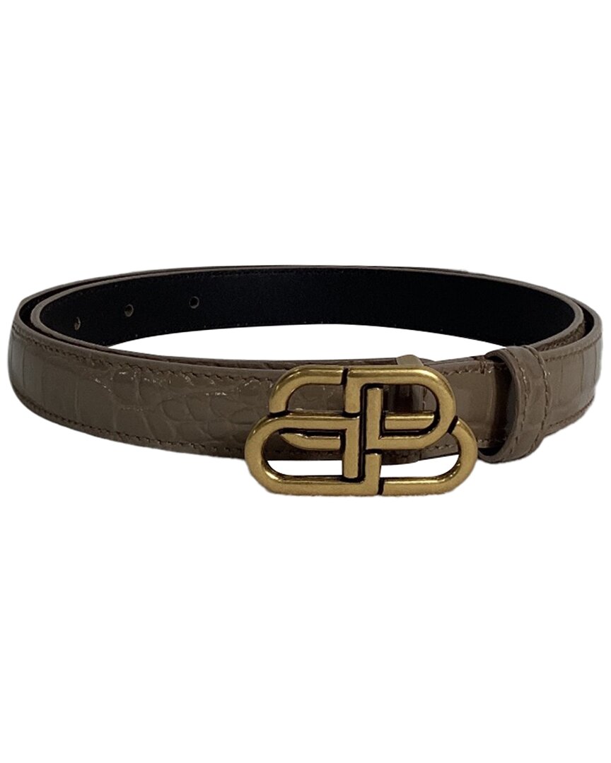 Balenciaga Bb Croc-embossed Leather Belt (authentic )