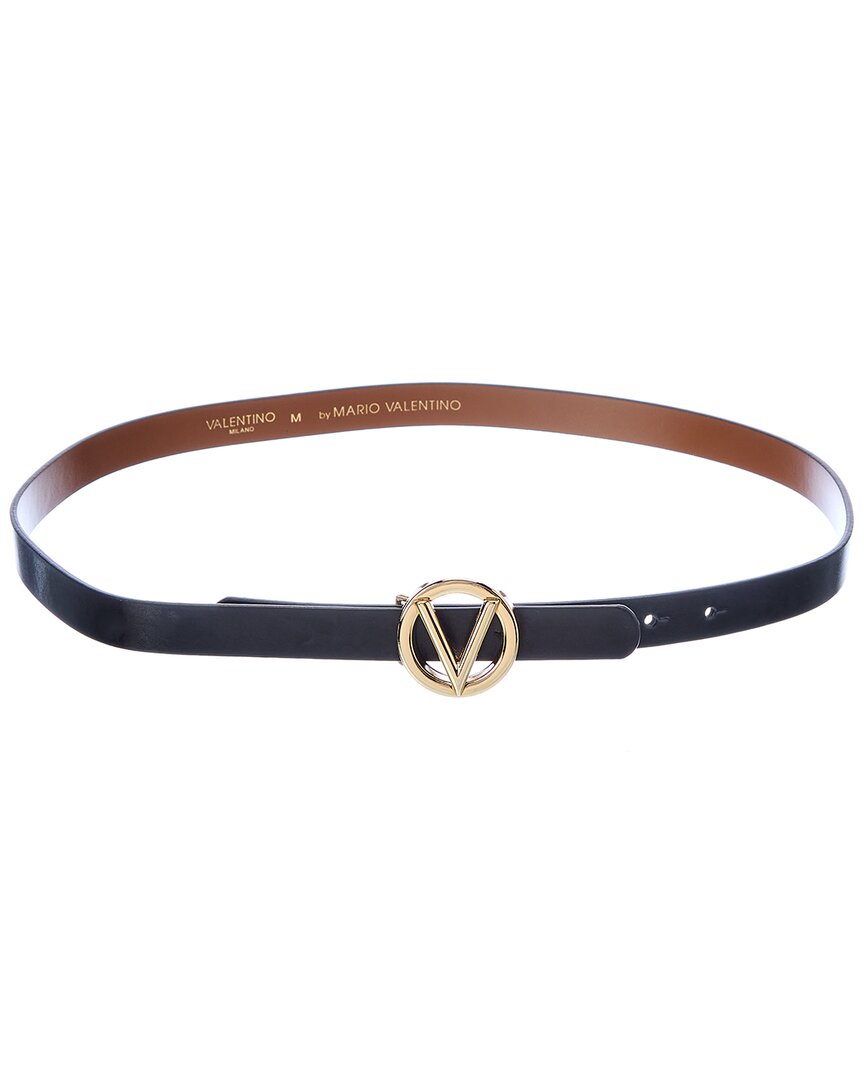 Valentino By Mario Valentino Baby Soave Leather Belt In Black