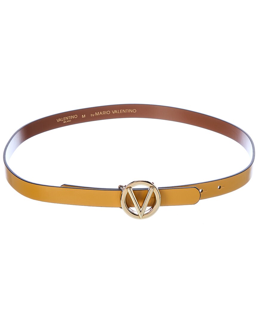Valentino By Mario Valentino Baby Soave Leather Belt In Yellow