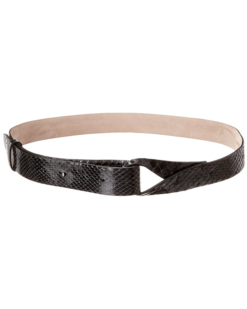 Brunello Cucinelli Python-embossed Leather Belt In Black