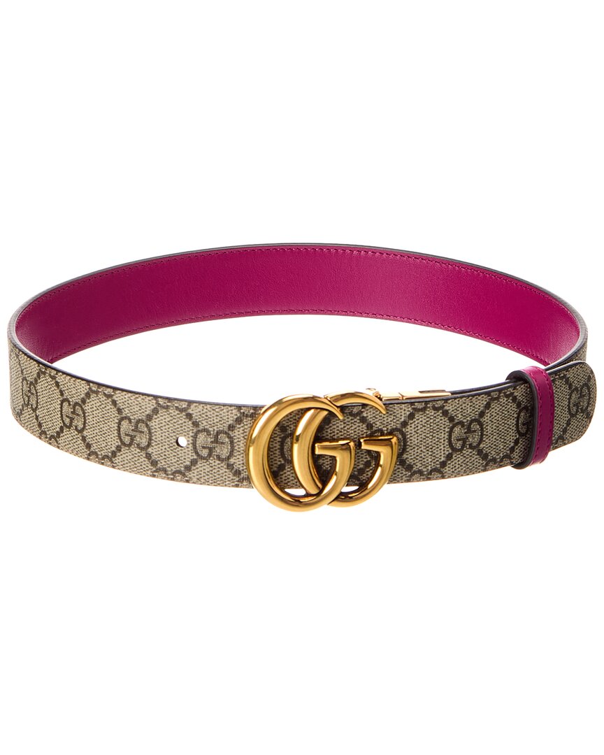 Gucci Gg Marmont Reversible Gg Supreme Canvas & Leather Belt