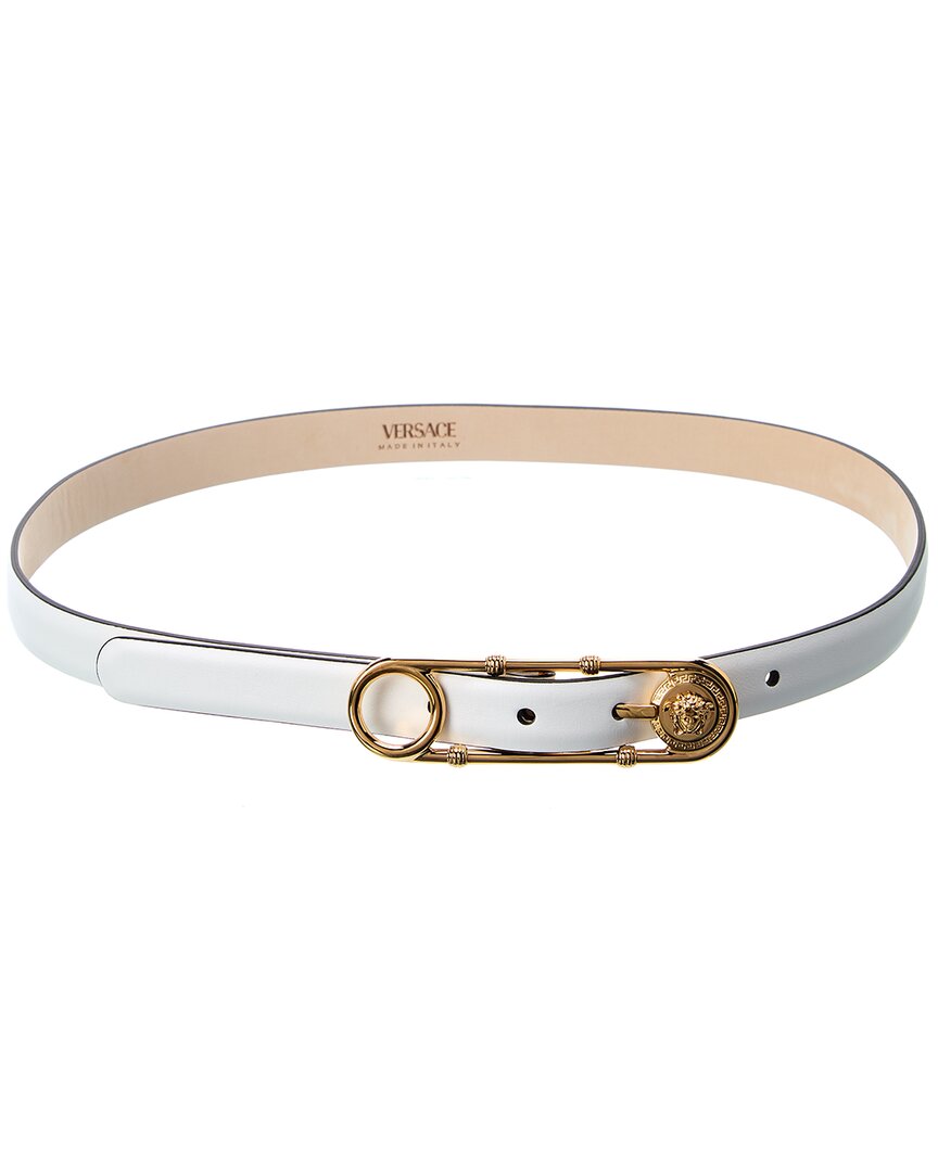 Versace Medusa Small Leather Belt In White