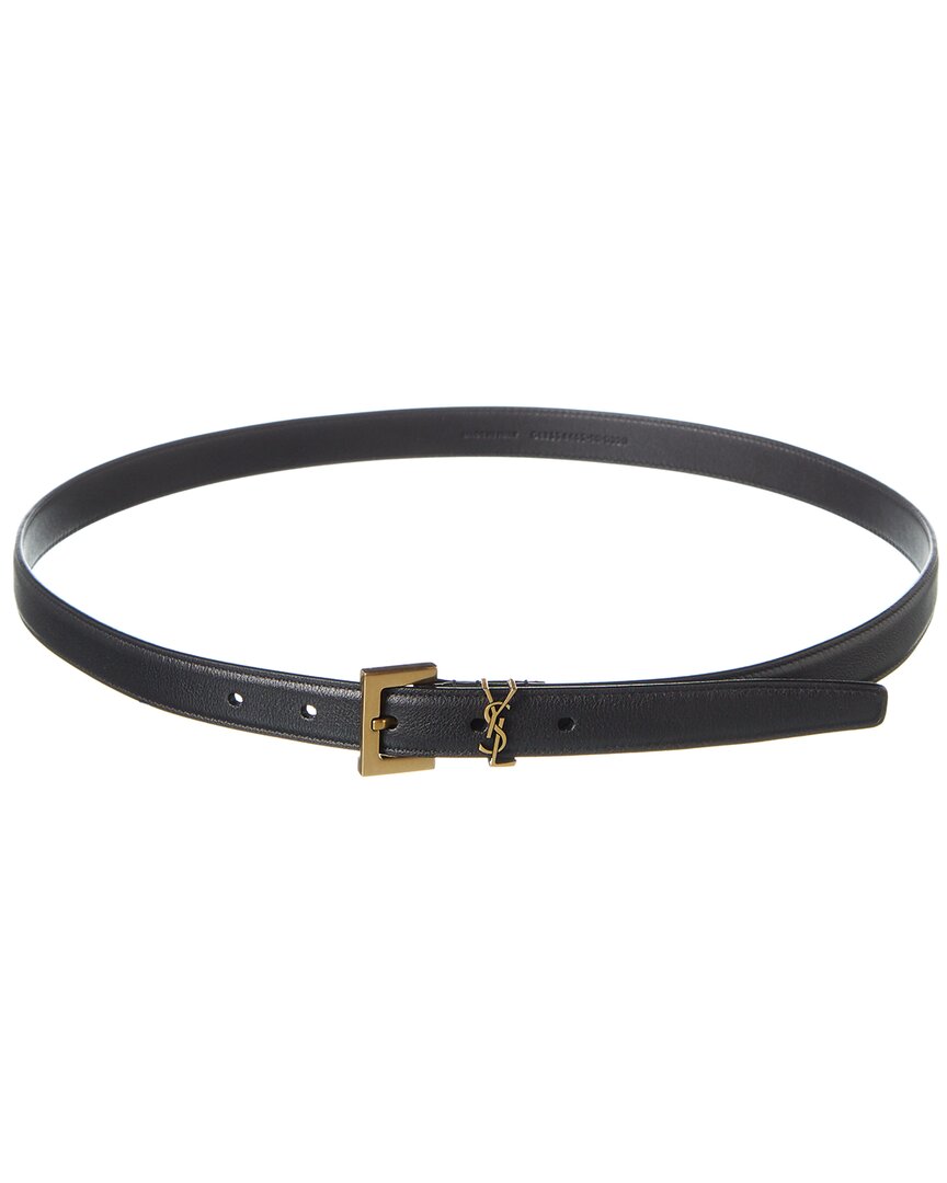 Yves Saint Laurent ブラックベルト Saint Laurent Black YSL Logo Belt - Size 85 ○ Labellov