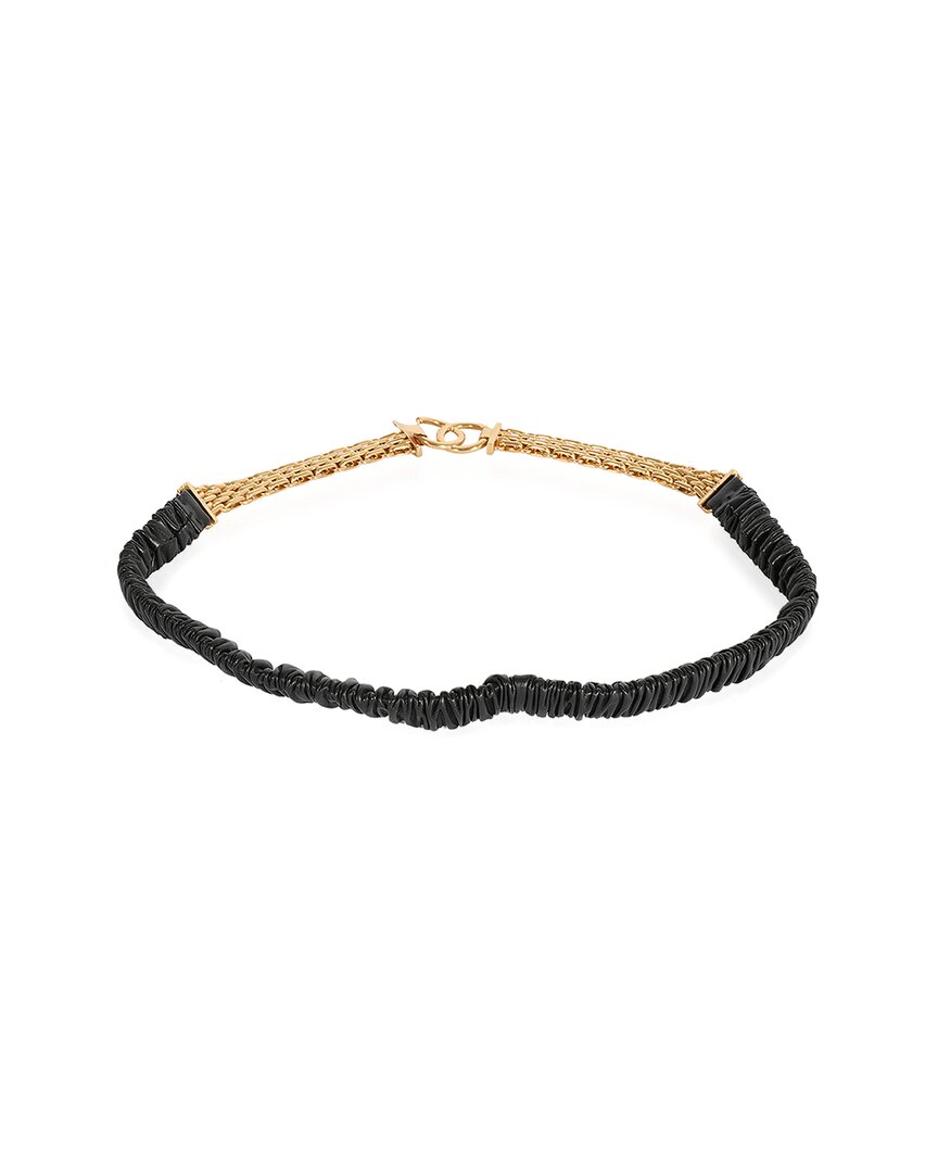 Pre-owned Chanel Black Elastic Lambskin & Gold Chain Cc Belt
