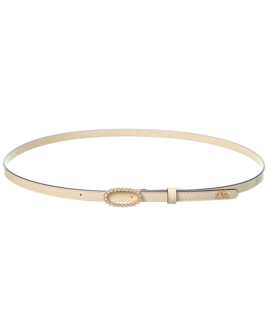 Valentino Garavani Valentino Vlogo Signature Leather Belt In White