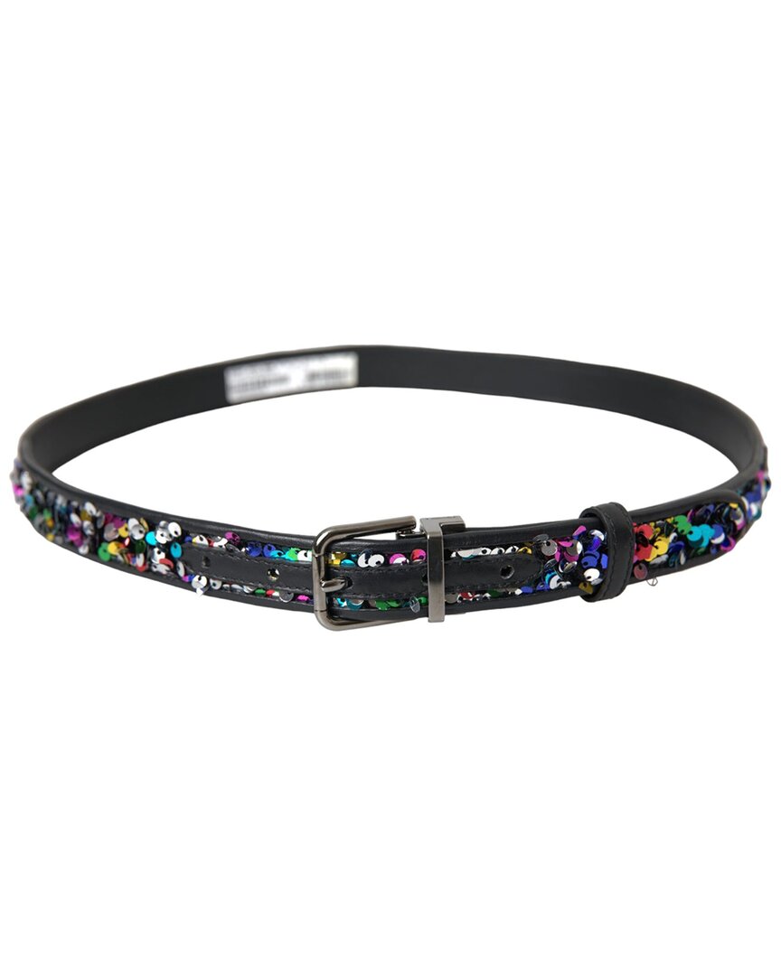 Dolce & Gabbana Leather-trim Belt In Black