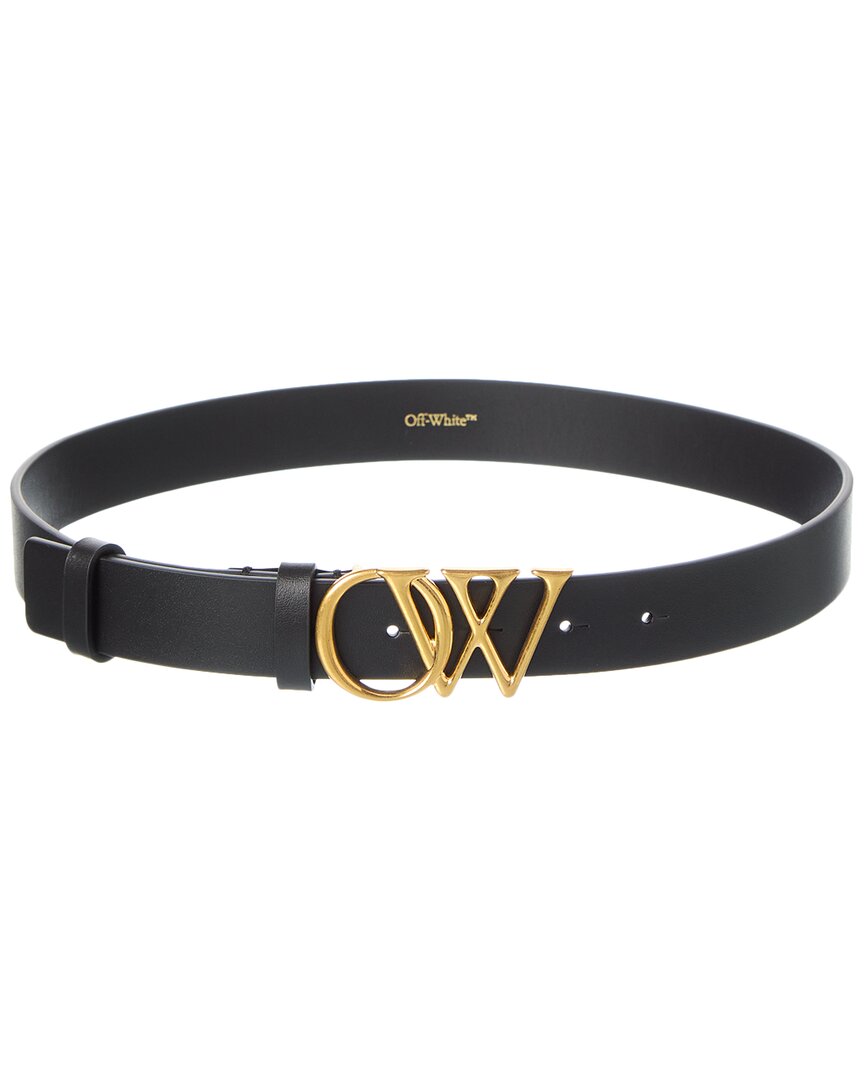Off-white Ow Initials Black Leather Belt In Black
