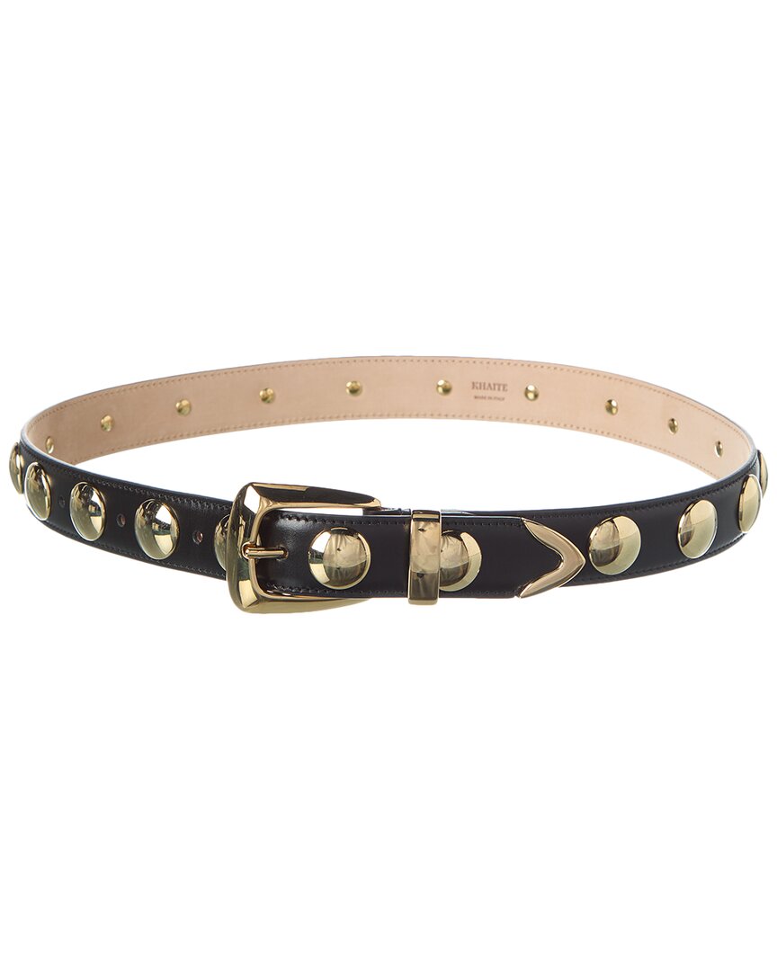 Khaite Benny Skinny Patent Leather Studded Belt In Black