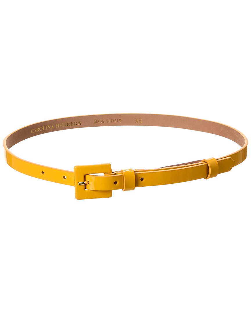 Carolina Herrera Skinny 90's Patent Belt In Yellow