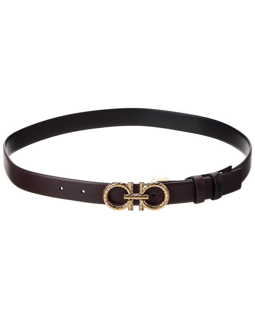 Ferragamo Reversible Leather Waist Belt In Black