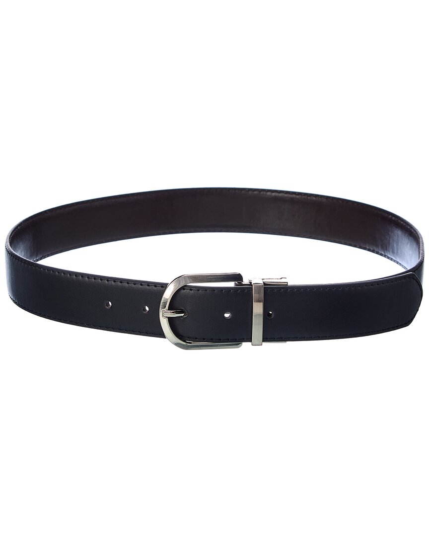 Savile Row Bonded Reversible Leather Belt In Black