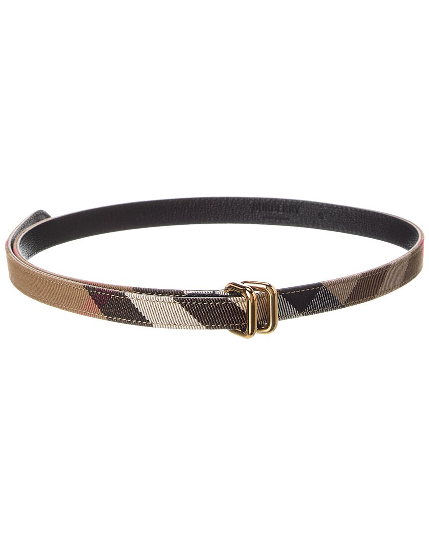 Burberry Reversible Check Canvas & Leather Belt In Brown